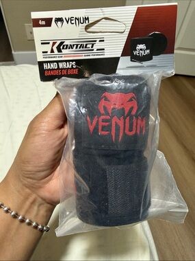 Venum Black Hand Wraps with Red Logo